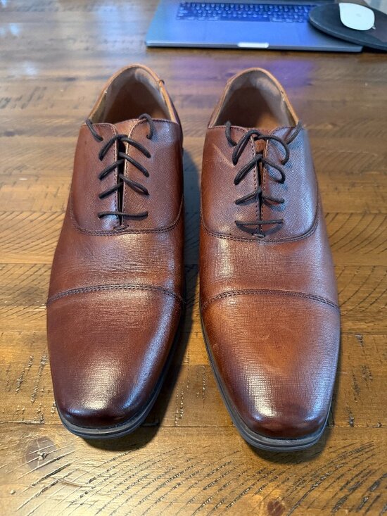 Florsheim Brown Leather Cap Toe Oxfords Mens 11 Classic Dress Shoes